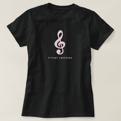 Pastel Pink Musical Symbol Music Art Monogram Name T_Shirt
