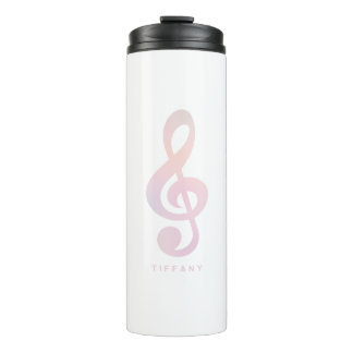 Pastel Pink Musical Symbol Music Art Monogram Name Thermal Tumbler