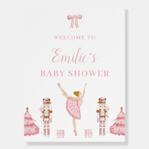 Pastel Pink Nutcracker Baby Shower Welcome Sign