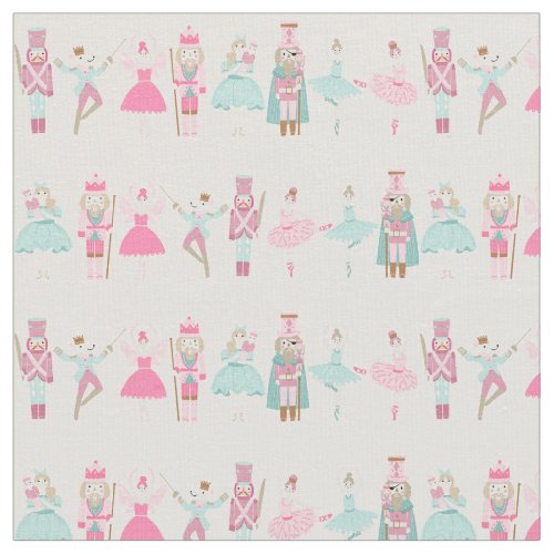 Pastel Pink Nutcracker Ballet Christmas Fabric