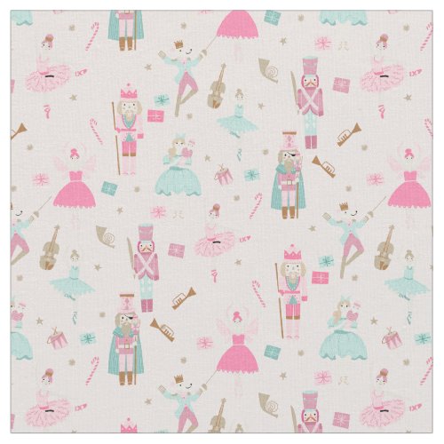 Pastel Pink Nutcracker Ballet Christmas Fabric