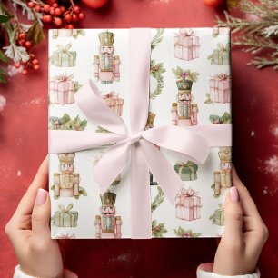 Pastel Pink Nutcracker Christmas Wrapping Paper