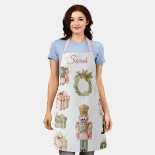 Pastel Pink Nutcracker Custom Christmas Apron