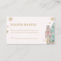 Pastel Pink Nutcracker Diaper Raffle Card Baby