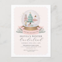 Pastel Pink Nutcracker first birthday party invite