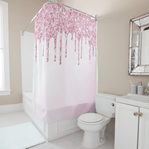  Pastel Pink Ombre Violet Glitter Drip AP7 Shower Curtain