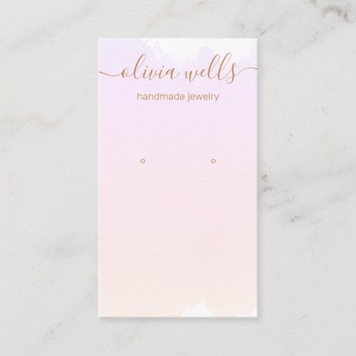 Pastel Pink Ombre Watercolor Earring Display   Bus Business Card