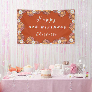 Pastel Pink & Orange Daisy floral Pattern Banner