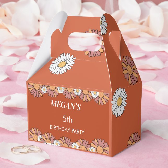 Pastel Pink & Orange Daisy floral Pattern Favor Boxes (Wedding)