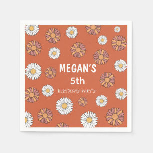 Pastel Pink & Orange Daisy floral Pattern Napkins