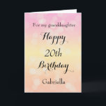 Pastel Pink Orange Yellow Bokeh 20th Birthday Card<br><div class="desc">A pretty pastel bokeh 20th birthday card for granddaughter, daughter, niece, etc. The front of this pretty yellow, orange and pink 20th birthday can be easily personalized with the birthday recipient's name. The inside card message can also be personalized. This would make a great birthday keepsake for her twentieth birthday....</div>