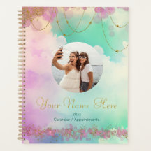 Pastel Pink Orbs and Gold Stars Calendar Planner