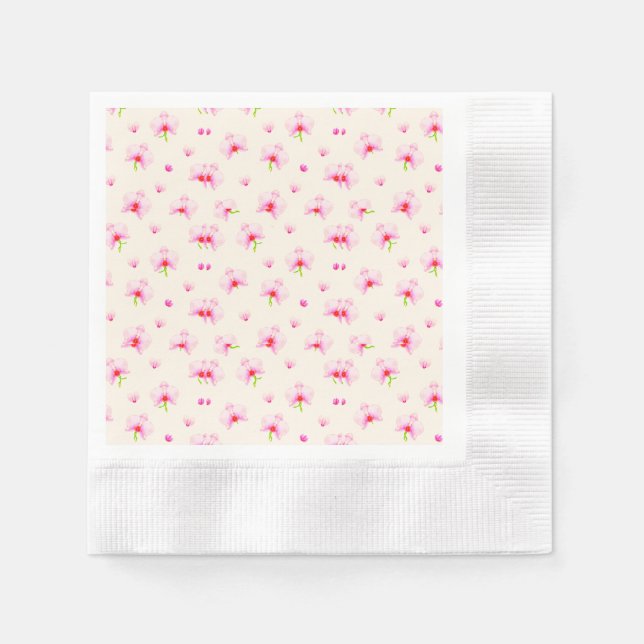 Pastel pink orchids napkins (Front)