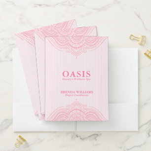 Pastel Pink Ornate Paisley Ornament Pocket Folder