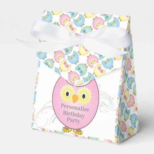 Pastel Pink Owl Baby Shower Theme Favor Boxes