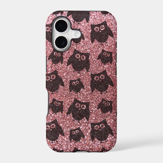 pastel pink owl glitter pattern iphone case (Back)