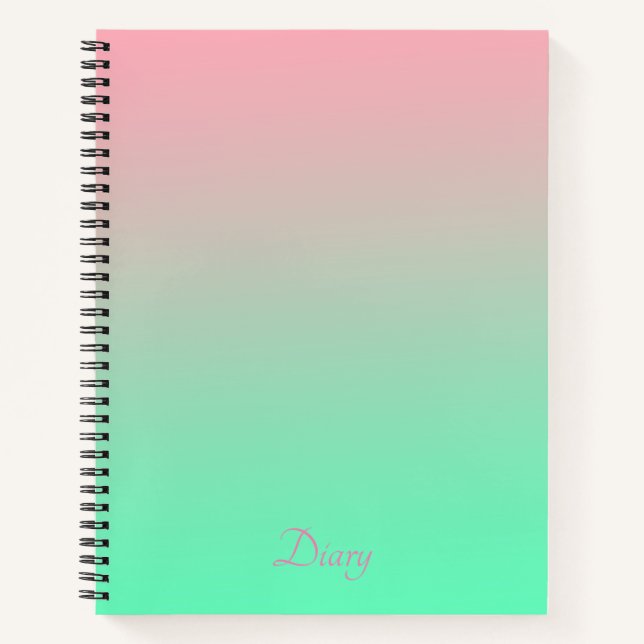 Pastel Pink & Pale Green Gradient Personalized   Notebook (Front)