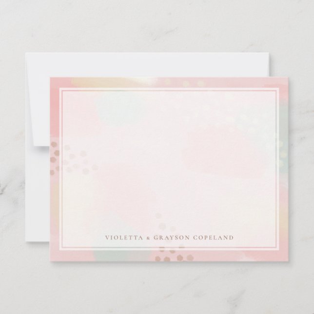 Pastel Pink Peach Abstract Art Thank You Card (Front)
