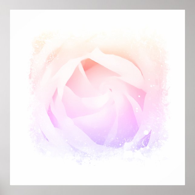 *~* Pastel Pink Peach Rose Floral AR8 Art Poster (Front)