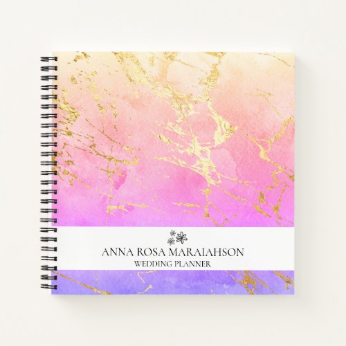  Pastel Pink Peach Wedding Business Gold AP3  Notebook