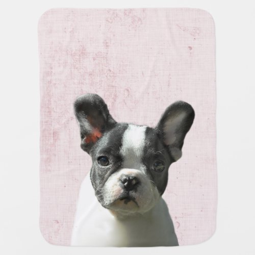 Pastel Pink Peekaboo Boston Terrier Puppy Nursery Baby Blanket