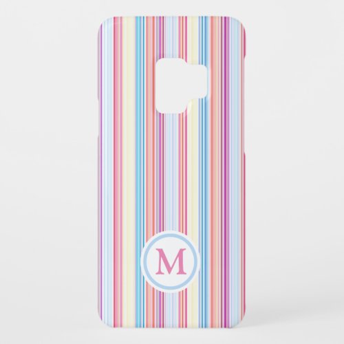 Pastel Pink Pencil Stripes Monogram Case_Mate Samsung Galaxy S9 Case