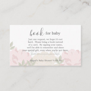 Pastel Pink Peonies Book Request Baby Shower Enclosure Card