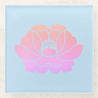 pastel pink peony glass coaster