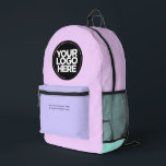 Pastel pink | Personalized Corporate Logo and Text Printed Backpack<br><div class="desc">Classic pastel pink blue and lavender purple | Personalized Corporate Logo and Text Modern Business Printed Backpack</div>