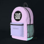 Pastel pink | Personalized Corporate Logo and Text Printed Backpack<br><div class="desc">Classic pastel pink blue and lavender purple | Personalized Corporate Logo and Text Modern Business Printed Backpack</div>