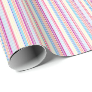 Pastel Pink Pinstriped Stripes Wrapping Paper