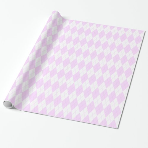 Pastel Pink Plaid Argyle Pattern Wrapping Paper