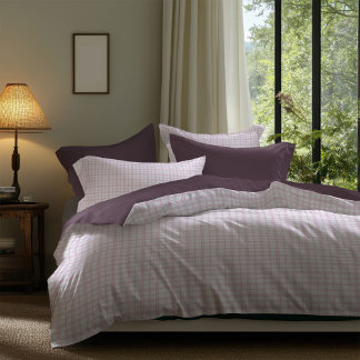 Pastel Pink Plaid Duvet Cover Cottagecore Decor