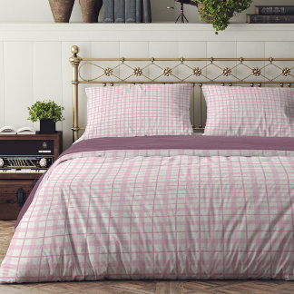 Pastel Pink Plaid Duvet for a Sweet Bedroom Look