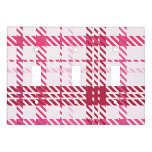 pastel pink plaid pattern red print light switch cover