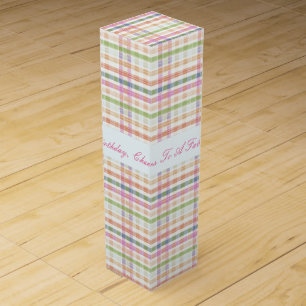 Pastel Pink Plaid Wine Gift Box
