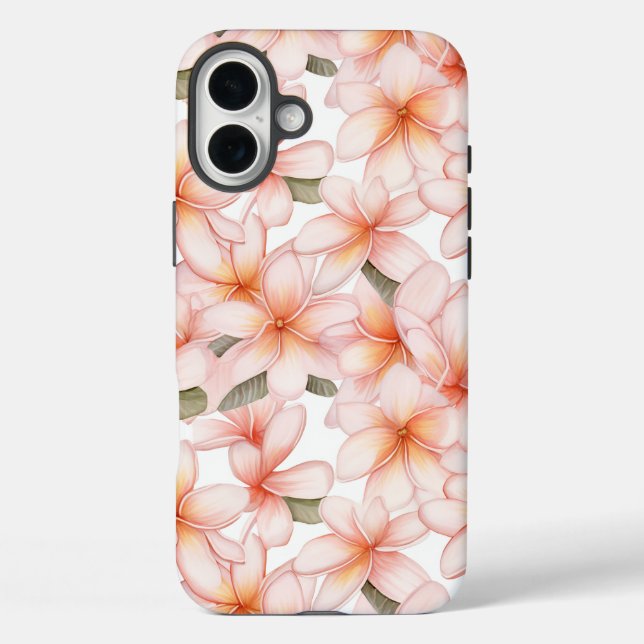 Pastel Pink Plumeria Frangipani Floral Case-Mate iPhone Case (Back)