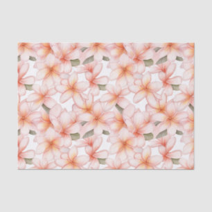 Pastel Pink Plumeria Frangipani Floral Patterned Tissue Paper