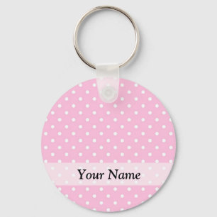 Pastel pink polka dot pattern keychain