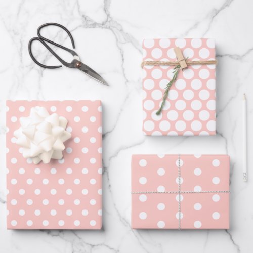 Pastel Pink Polka Dot Wrapping Paper Sheets