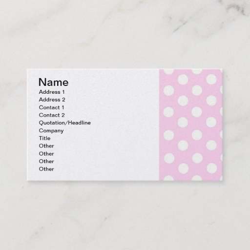 Customizable Pastel Pink Polka Dots Business Card Template