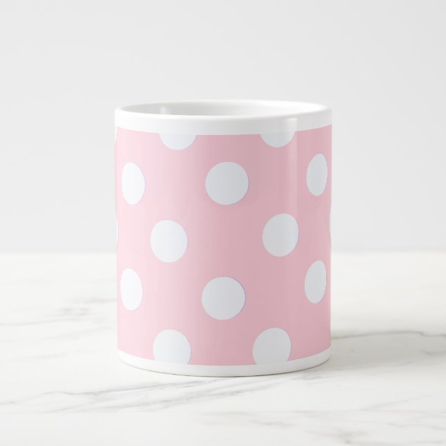 Pastel Pink  polka dots   Giant Coffee Mug (Front)