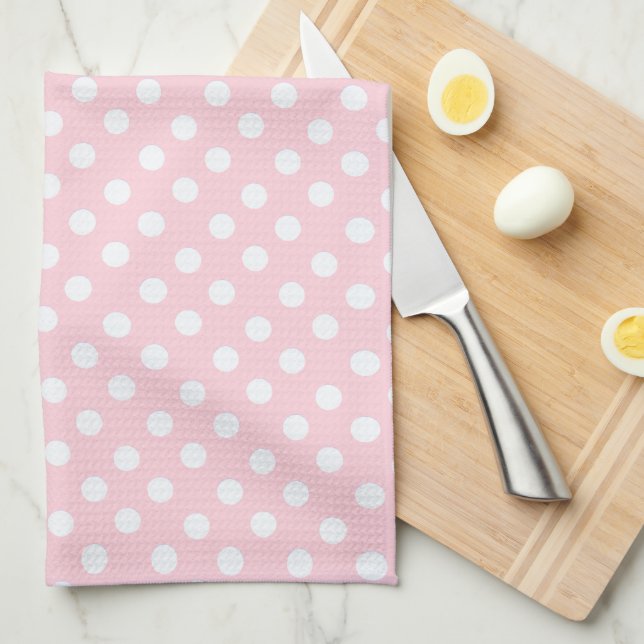 Pastel Pink  polka dots Kitchen Towel (Quarter Fold)