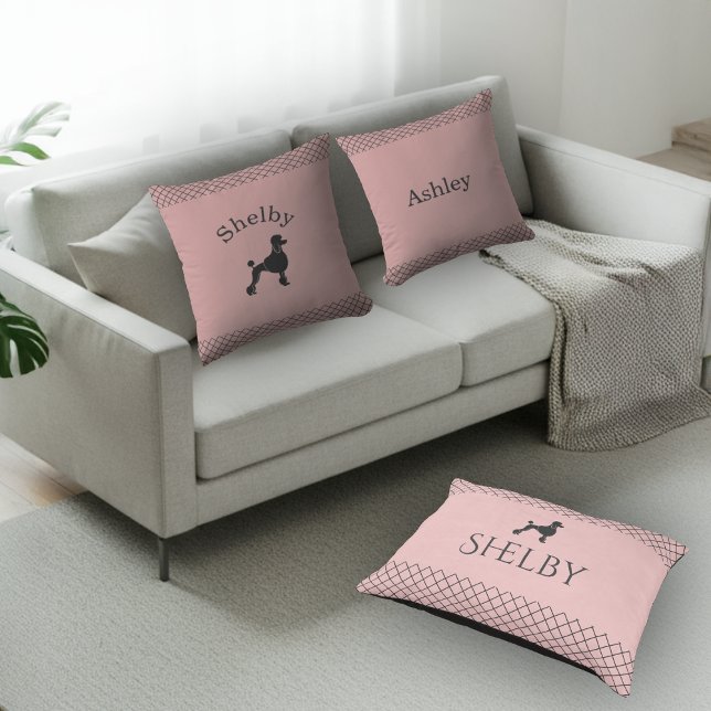 Pastel Pink Poodle  Personalized Matching Throw Pillow (Creator Uploaded)