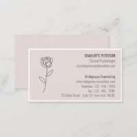 Pastel Pink Psychologist & Counselor Business Card
