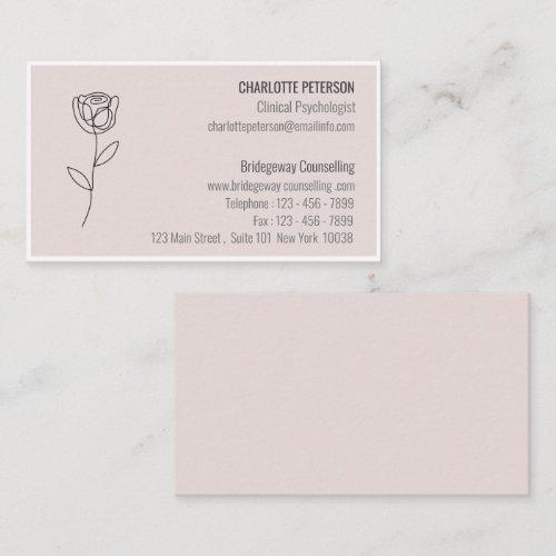 Pastel Pink Psychologist &amp; Counselor Business Card