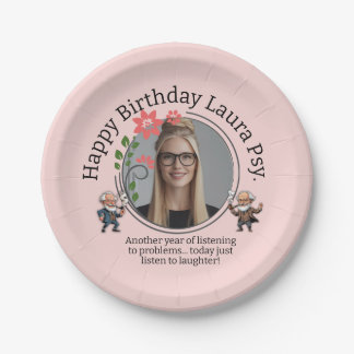 Pastel Pink Psychology Birthday Photo Frame Freud Paper Plates