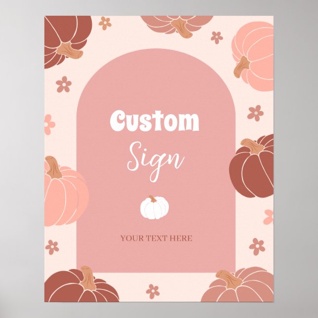 Pastel Pink Pumpkin First Birthday Custom SIgn (Front)