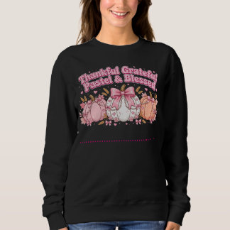 Pastel Pink Pumpkin Thankful Grateful Blessed Sweatshirt