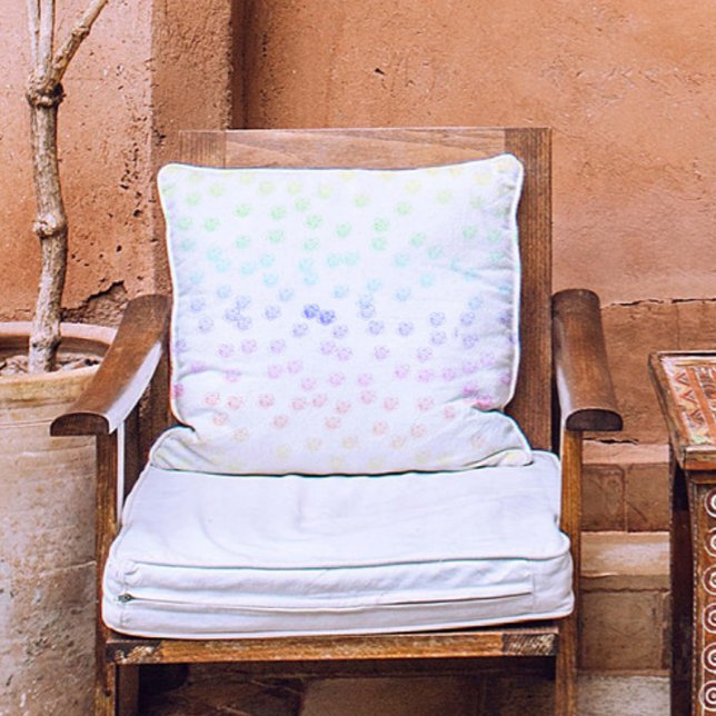 Pastel Pink purple blue teal Flowers on white Throw Pillow (Creator Uploaded)